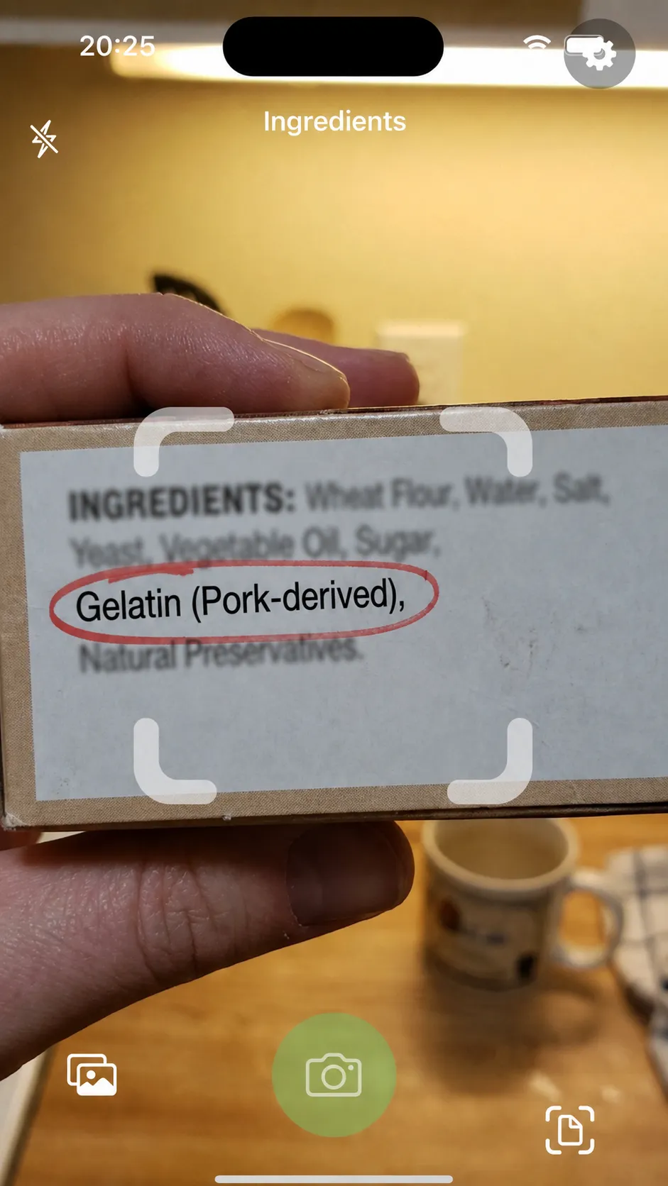 HalalMate app showing the result of a scanned ingredient label