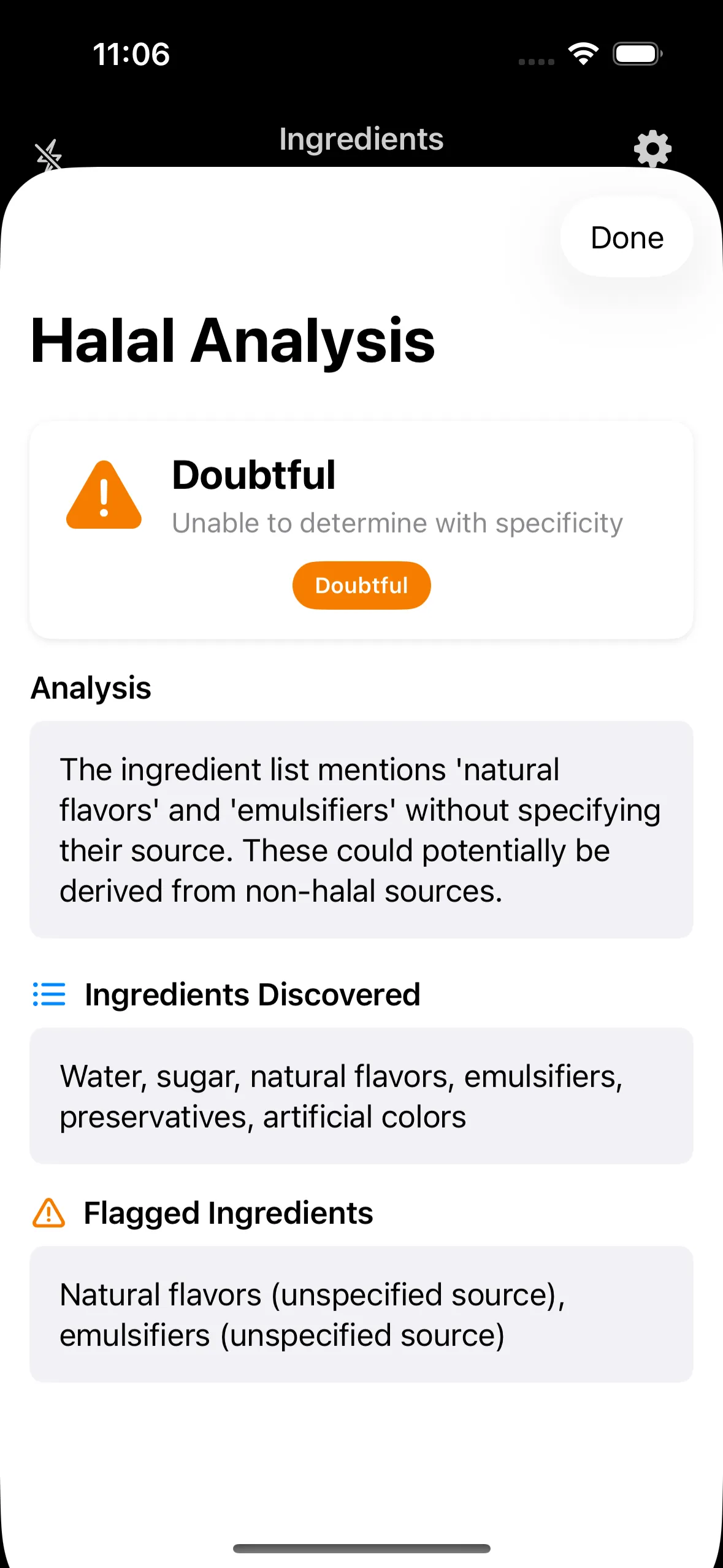 An ingredient can come from either a halal or a haram source — E471 and gelatin are the classic cases.